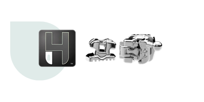 Logo H4 i metalowe zamki aparatu ortodontycznego